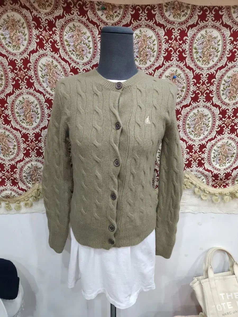 ビーンポール ウール カシミア ブレンド ケーブル ニット カーディガン