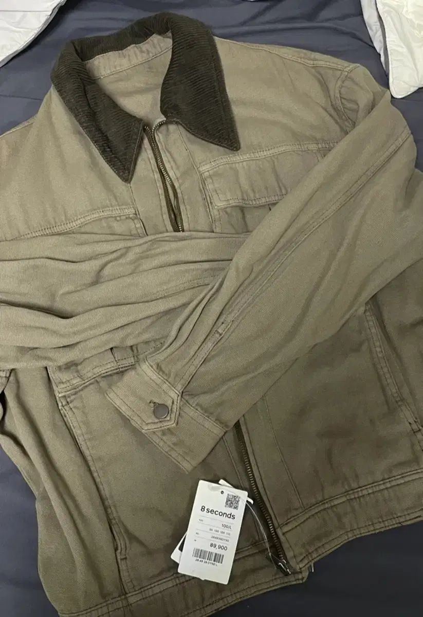 エイトセカンズ カーキ コーデュロイ カラ ジャケット