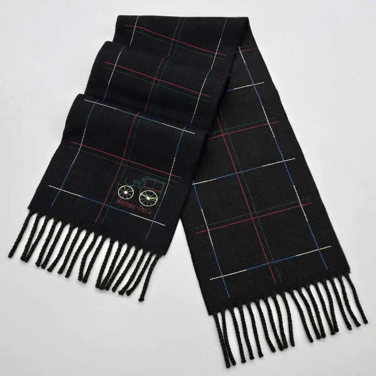 Hermes エルメス ロゴ レインボー CHECK マフラー ネックウォーマー