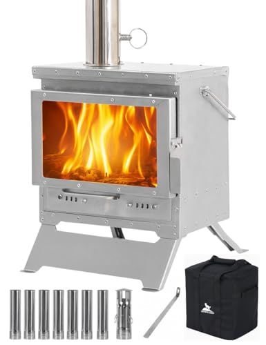 薪ストーブ 二次燃焼 焚火 耐熱ガラス窓 ステンレス製 組立簡単 スパークアレスター 収納バッグ付p 0 b 8 c 29 cd
