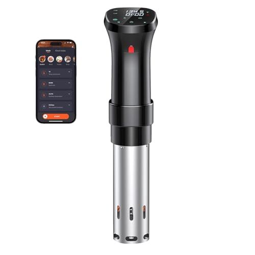 低温調理器 APP遠隔操作 1100 Wハイパワー 低温調理器具 真空調理器 スロークッカー レシピ付き 低温調理 IPX 7防水 タッチパネル クリップ式 低温調理機 低音調理器 タイマー 温度設定 五重安心保護p 9 c 2 adac