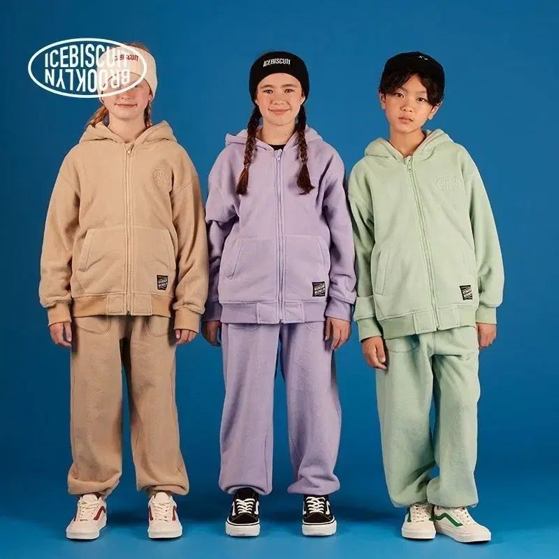 アイスビスケット キッズ シンボルロゴ フリース フーディー ジップアップ スーツ