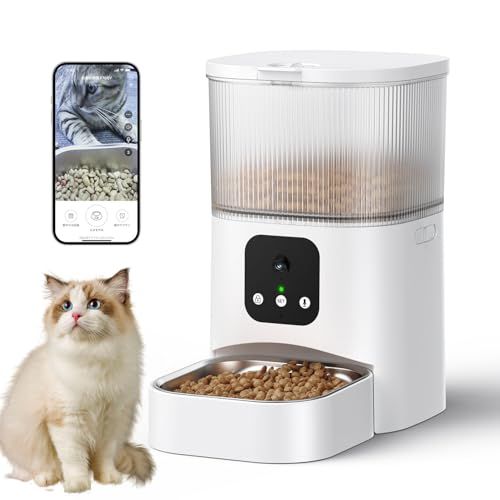給餌器 猫 犬 ペット給餌機 カメラ付き自動餌やり機 タイマー機能 音声録音 アプリ操作 スマホ遠隔操作 ペット自動給餌器 定時定量 3 L 手動給餌可 2 WAY給電 お手入れ簡単