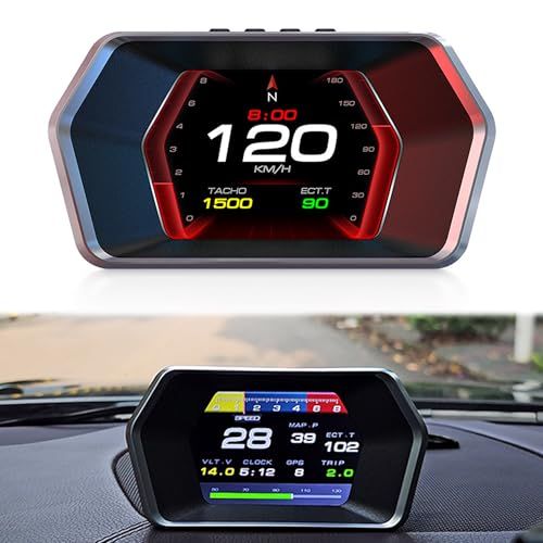 日本語サポー obd 2 マルチメーター タコメーター ブースト計 車 車載HUD P 17 GPS 時間 速度 高度 温度表示 速度超過警告 水温警報 全車種対応 ba 21 b 89 a