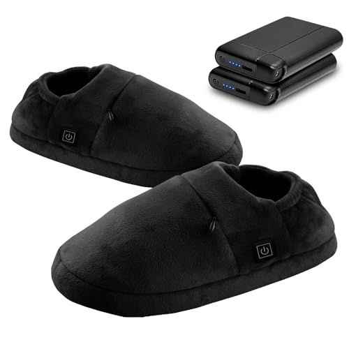 コードなし 3秒で温度感知 電気スリッパ フットウォーマー 8000 mAhバッテリー付き NTC過熱保護 30秒で速熱 自由に歩ける 3段階温度調節 電気足温器 防寒対策 室内履き 洗濯 男女兼用 日本語説明書付き ブラッ ea 39295 a