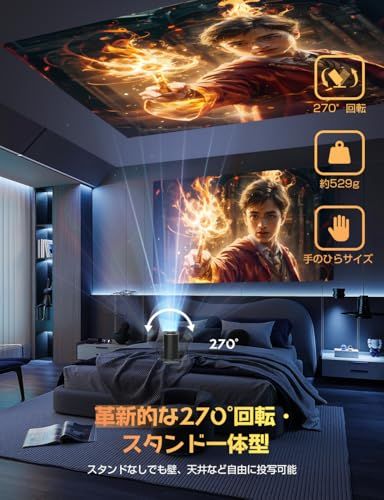  プロジェクター 家庭用 28000 LM 270°回転 4 K対応 最新Android TV搭載 1080 P 天井投影 Wi-Fi 6 50％ズーム機能 短距離投影 軽量 スマホ パソコン PS機 DVD接続可 スタンド一体型 プレゼン a 61 e 096 d その他 キッチン 食器