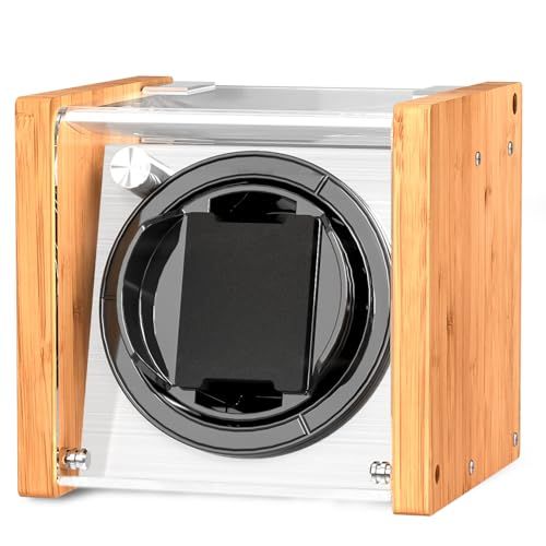 Watch Winder Smith 自動巻き時計または互換性のあるカップルサイズのデュアル時計用の時計バレル 職人技による 竹材の特許取得済みケース ACor バッテリー駆動の モーター 時計ワインダー 竹の色 A 27 febbdc
