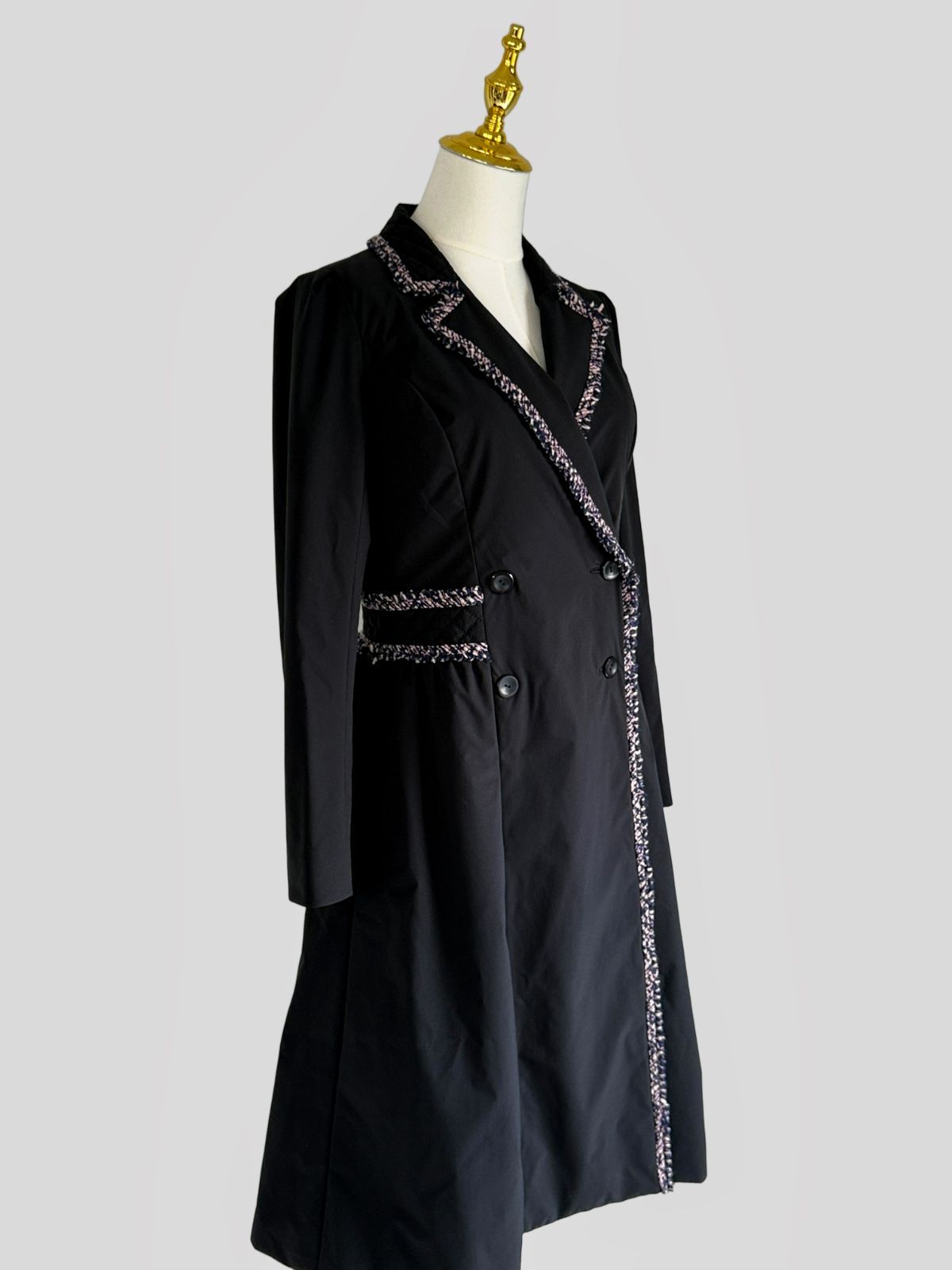 美品Rene ルネ 6948180 中綿ロングコート ミックスツイードブレード36