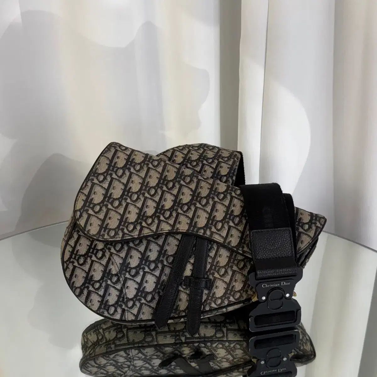 ミディアムサイズ Dior オブリーク ジャカード サドルバッグ クロスバック