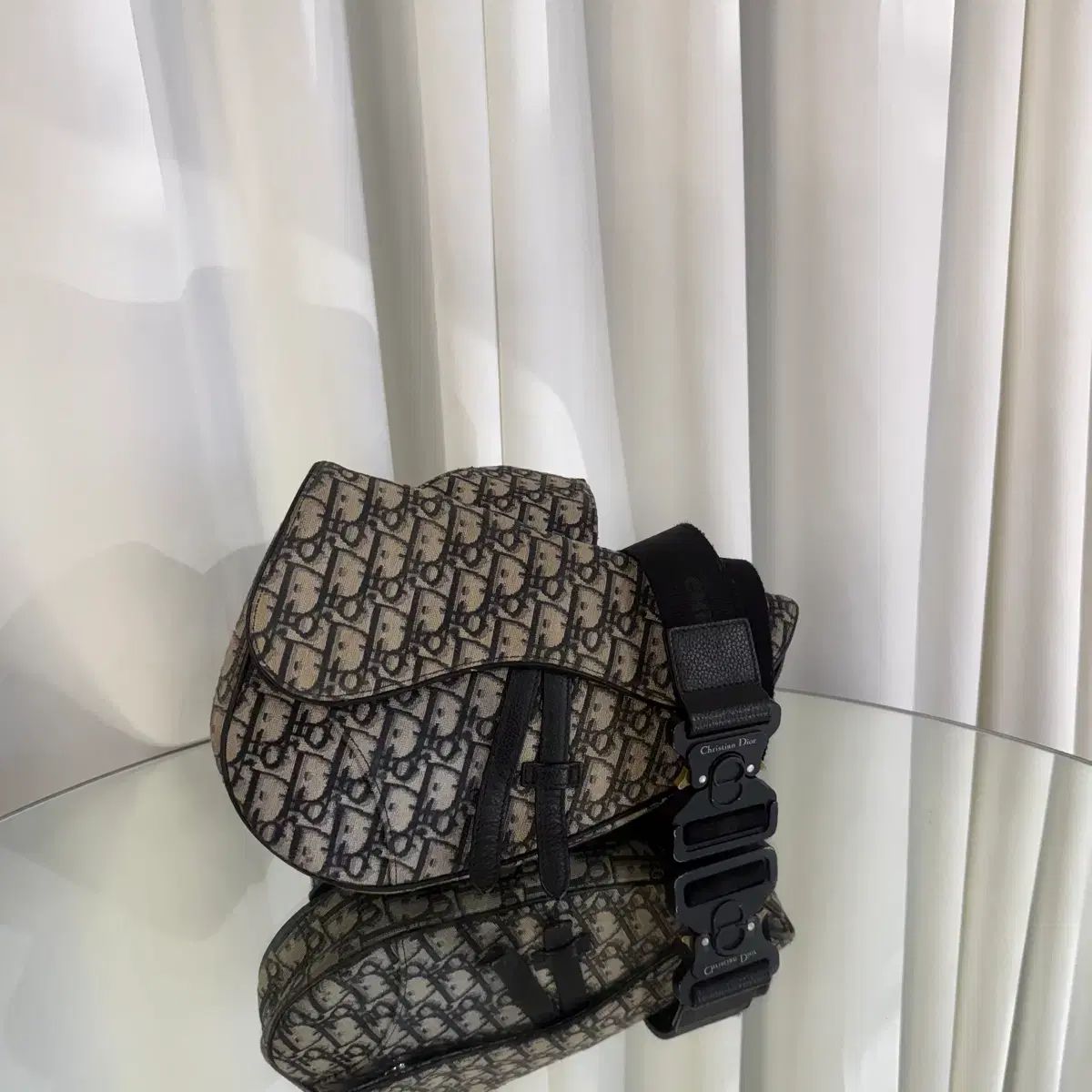 ミディアムサイズ Dior オブリーク ジャカード サドルバッグ クロスバック