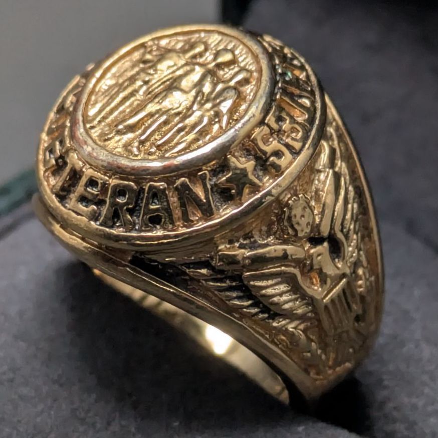 ヴィンテージ SETA ゴールドメッキ US VETERAN ミリタリーリング 指輪 21 5号 15 2 g イーグル エンブレム