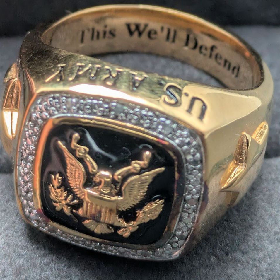 メンズ Danbury Mint US ARMY イーグル 14 KGP ミリタリーリング 記念シグネット 23号 24.2 g