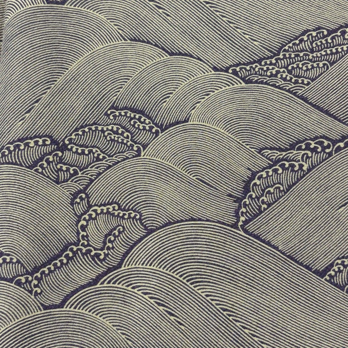  小紋 身丈161 5 cm 裄丈68 L 袷 落款 波 波頭 紫 正絹 秀品 小紋 着物