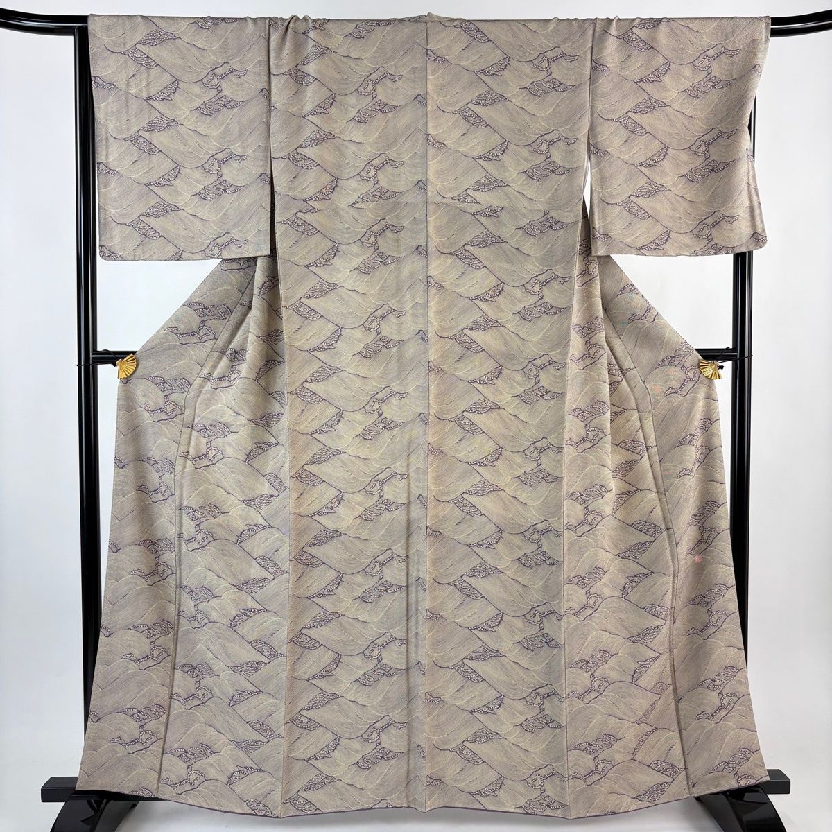 小紋 身丈161.5 cm 裄丈68 L 袷 落款 波 波頭 紫 正絹 秀品