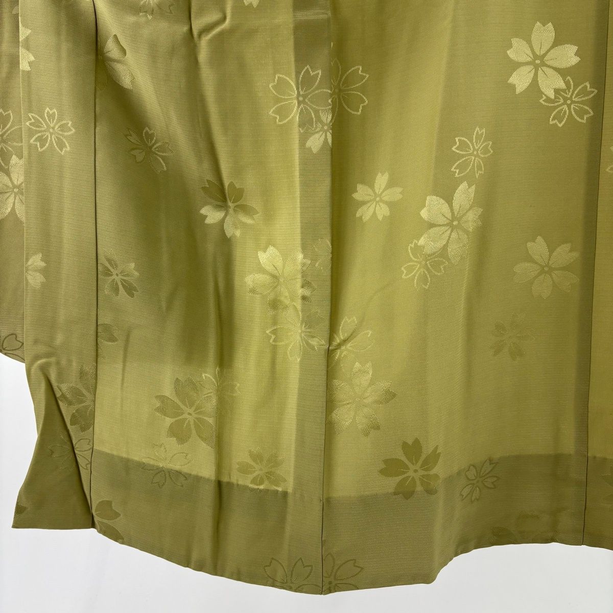 長襦袢 袷用 緑 地紋 雲 ねじ花 ネジ花 裄67.5 L 中古 sn1587 長襦袢