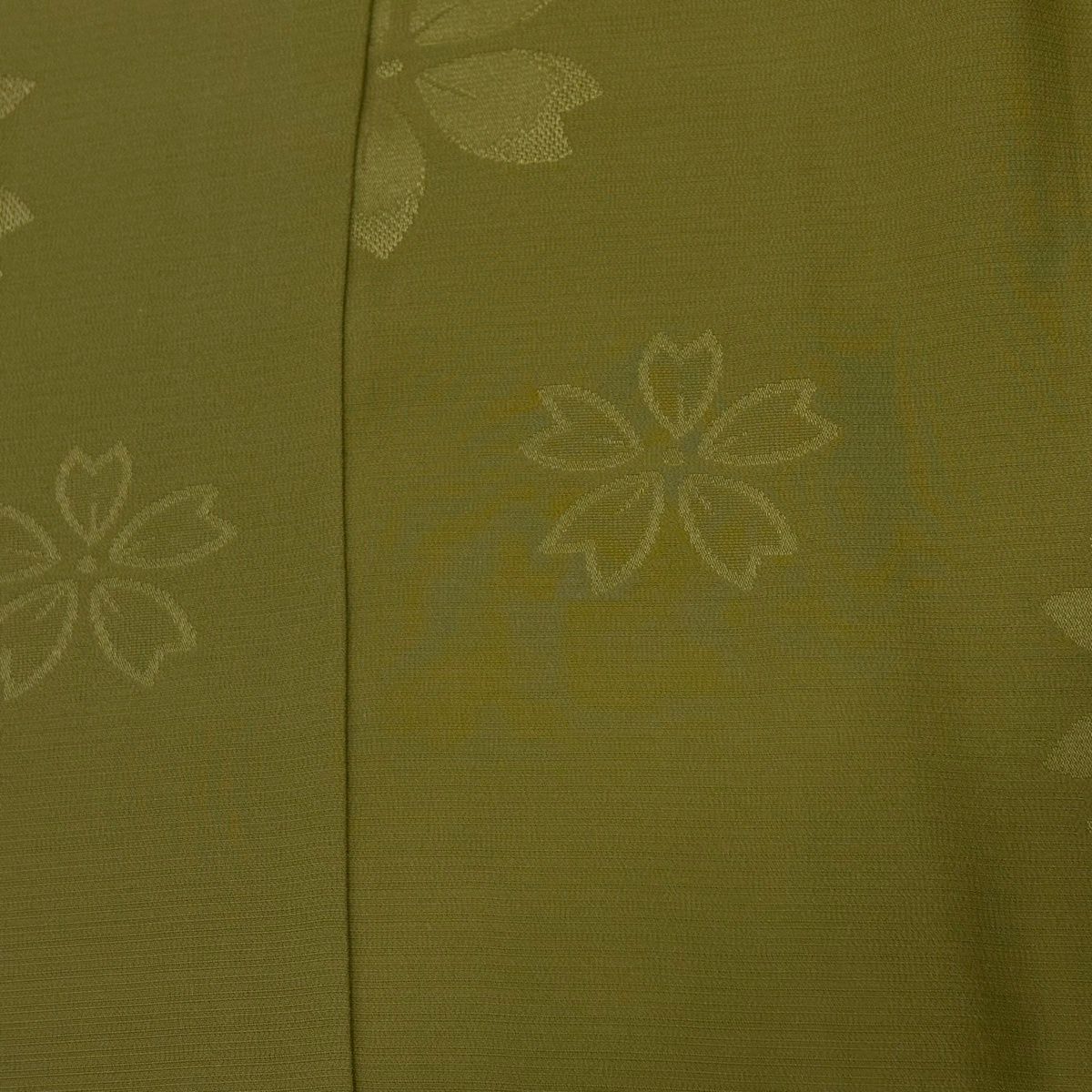 長襦袢 身丈131cm 裄丈67.5cm L 袷 振袖用 やまと 地紋 鶯色 正絹 秀品