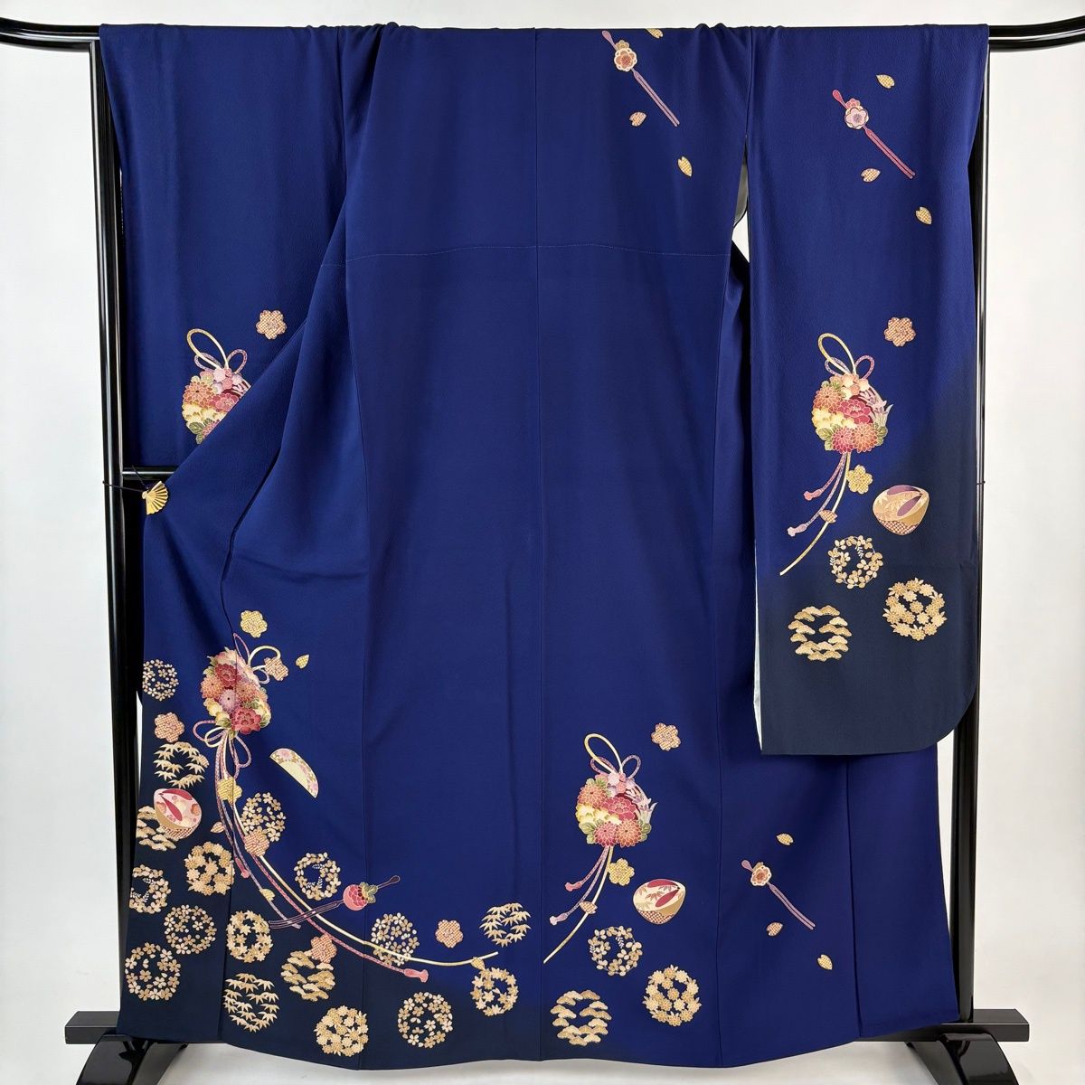 振袖 身丈163 cm 裄丈69 L 袷 やまと 薬玉 簪 紺色 正絹 秀品