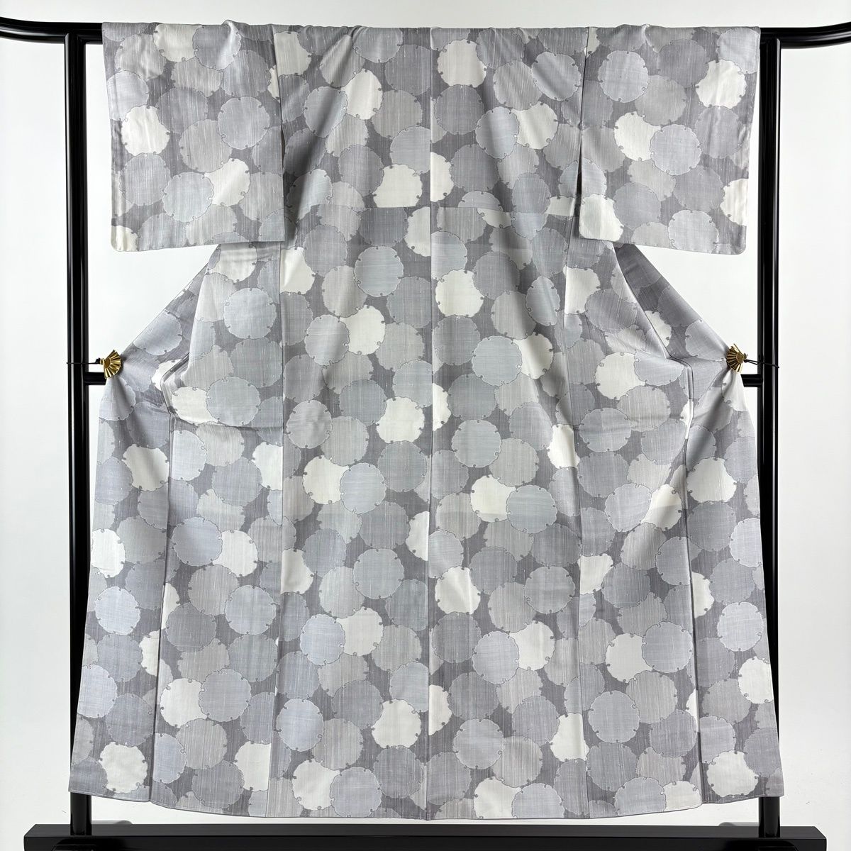 紬 身丈156 cm 裄丈63 S 袷 雪輪 灰紫 正絹 秀品