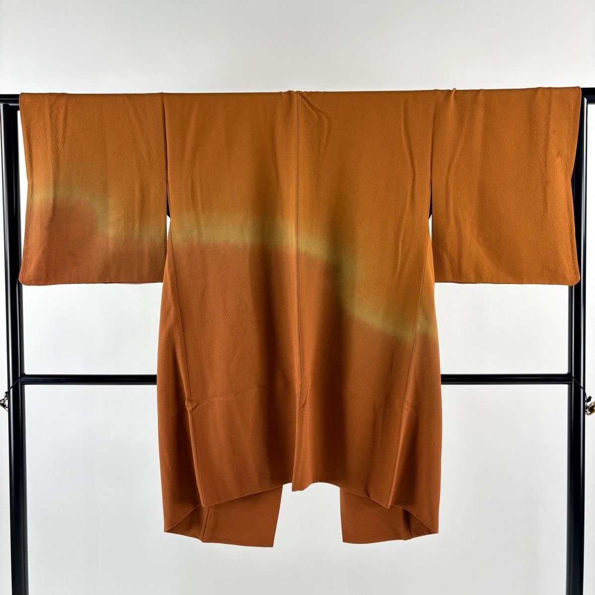 道中着 身丈95 cm 裄丈63.5 S 和装コート ぼかし柄 縮緬 茶色 正絹 秀品