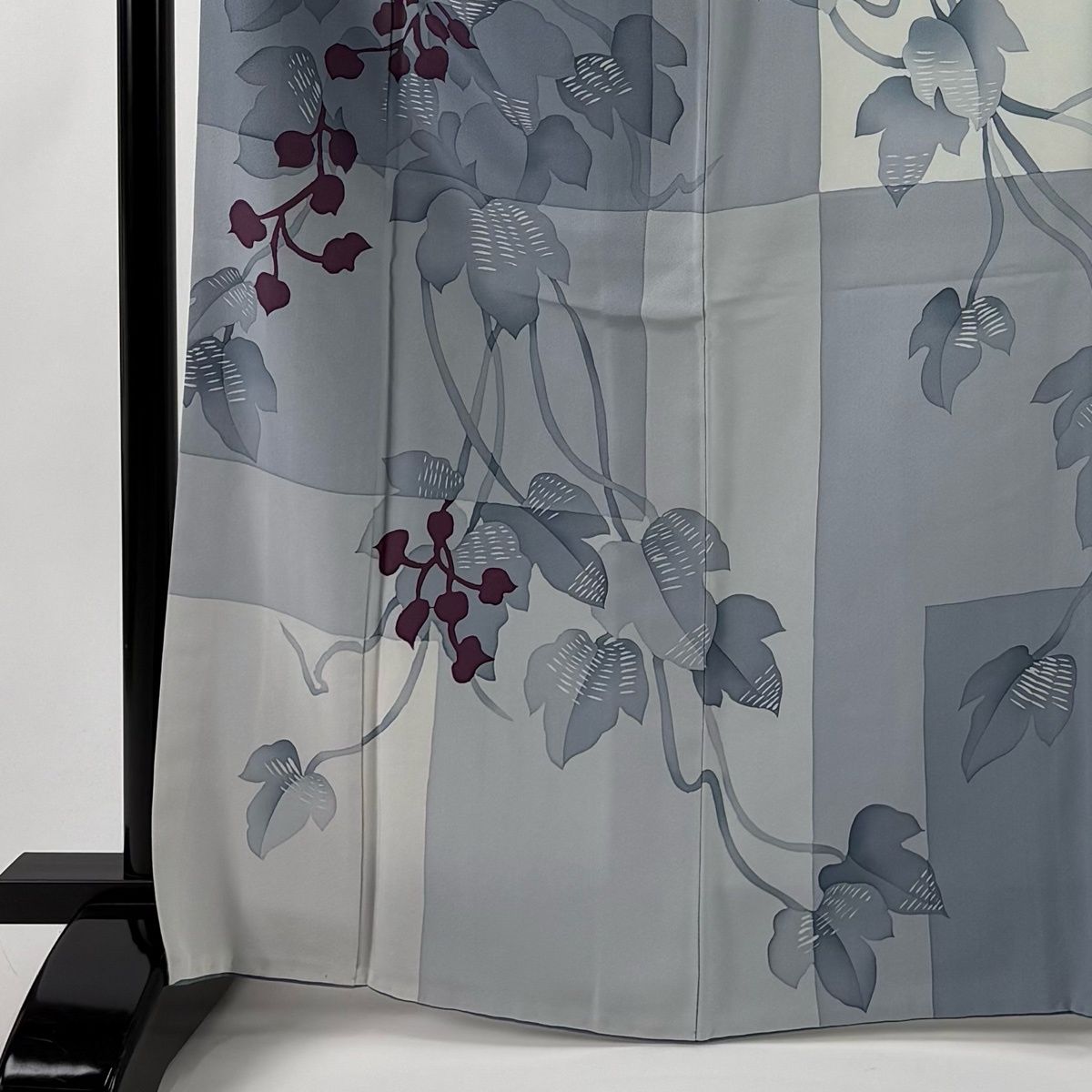 訪問着 身丈167 cm 裄丈62.5 S 袷 落款 蔦 幾何学模様 青灰色 正絹 秀品