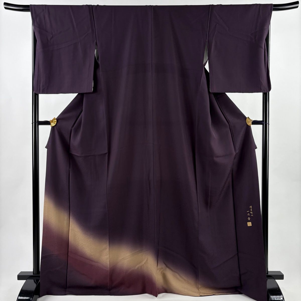 付下げ 身丈170 cm 裄丈68 L 袷 一の倉 落款 裾ぼかし 濃紫 正絹 秀品
