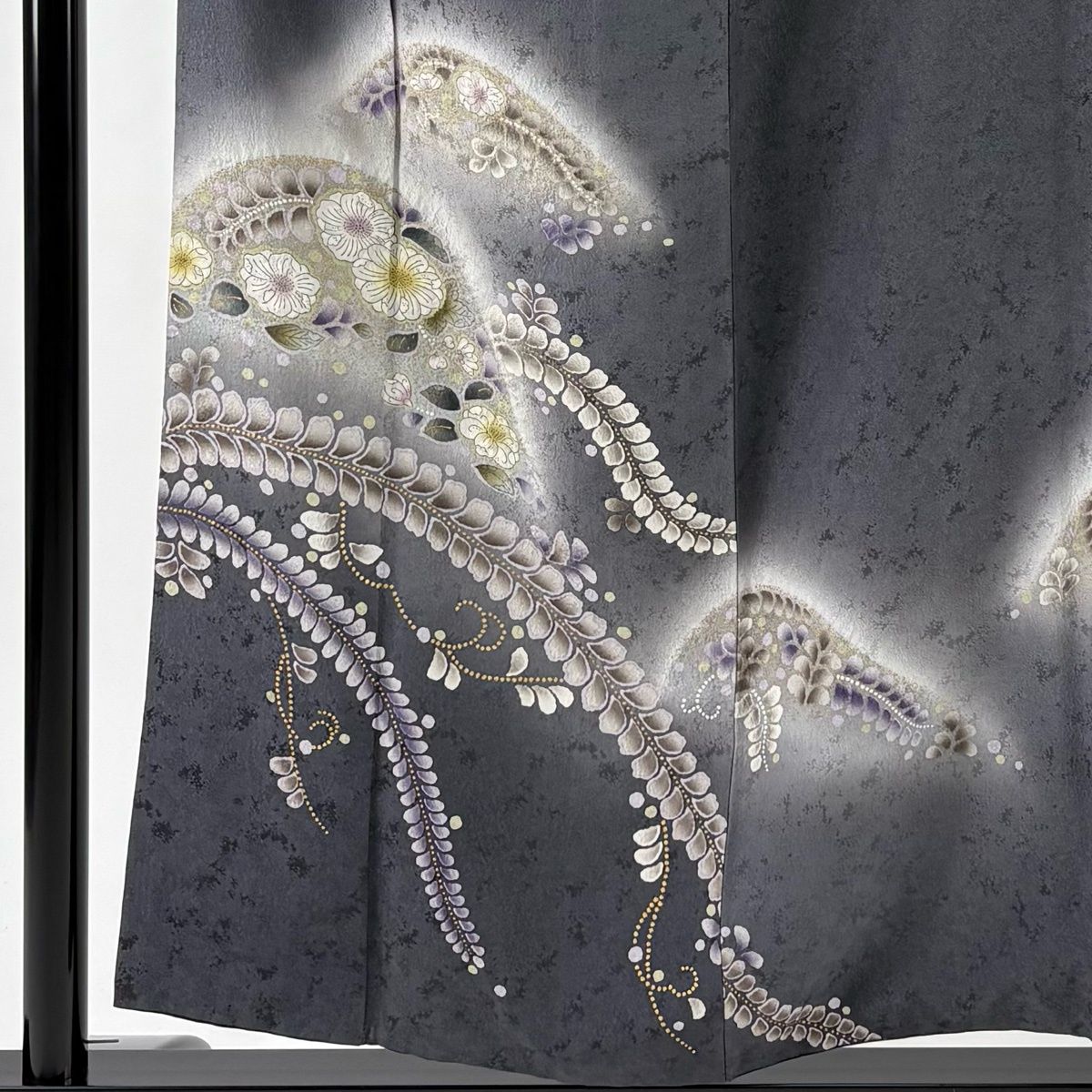 訪問着 身丈156 cm 裄丈62 S 袷 辻が花柄 金彩 ぼかし 灰色 正絹 秀品