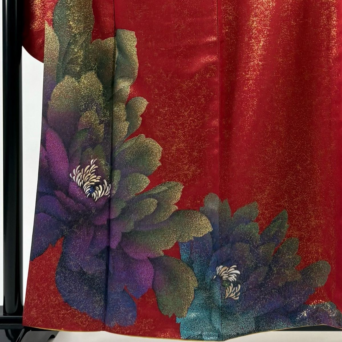 振袖 身丈160 cm 裄丈66.5 M 袷 草花 箔 赤 正絹 秀品