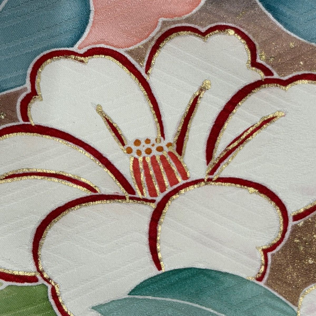  振袖 身丈173 cm 裄丈67 5 L 袷 椿 霞 金彩 絞り 焦茶色 正絹 秀品 振袖 着物