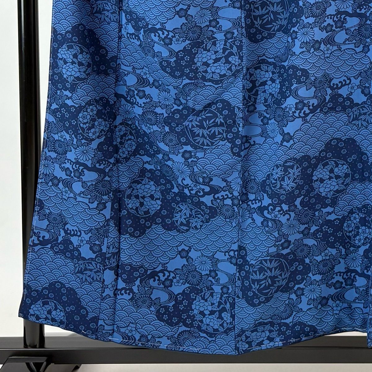 小紋 身丈156 cm 裄丈64.5 M 袷 落款 花丸文 青海波 藍色 正絹 秀品