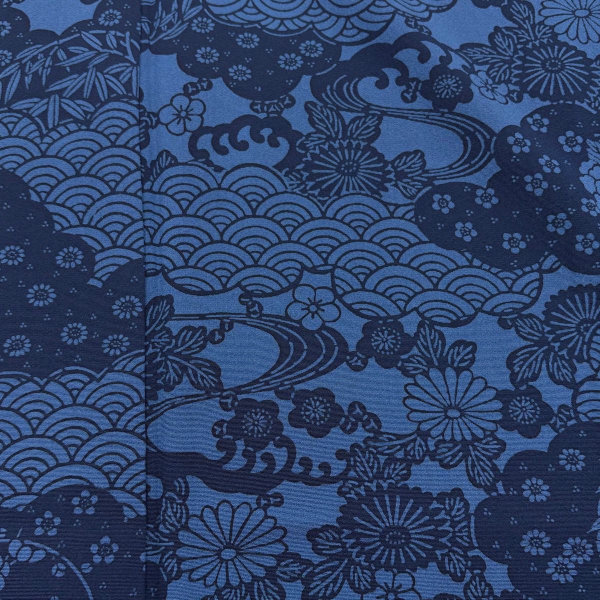  小紋 身丈156 cm 裄丈64 5 M 袷 落款 花丸文 青海波 藍色 正絹 秀品 小紋 着物