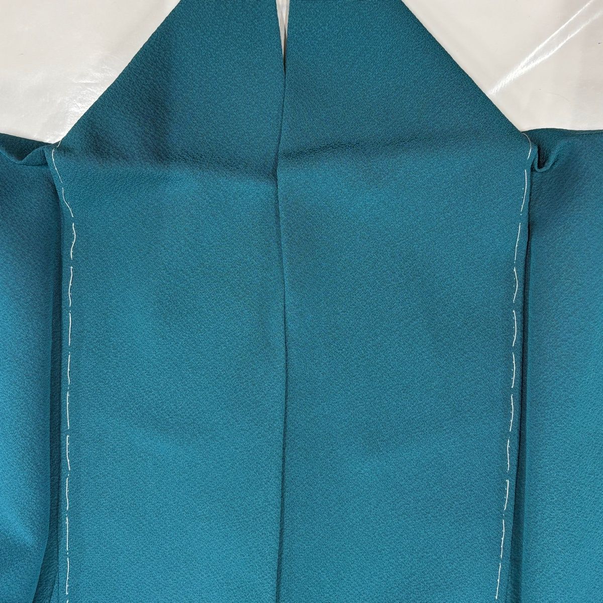 付下げ 身丈153cm 裄丈64.5cm M 袷 雪輪 草花 金糸 刺繍 青緑 正絹 秀