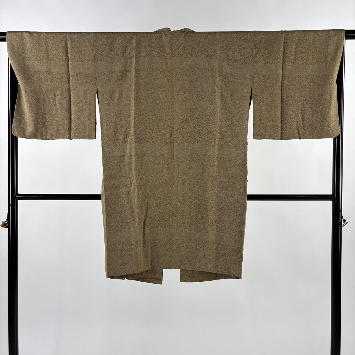 道中着 身丈95 cm 裄丈66 M 和装コート 江戸小紋柄 茶緑色 正絹 秀品