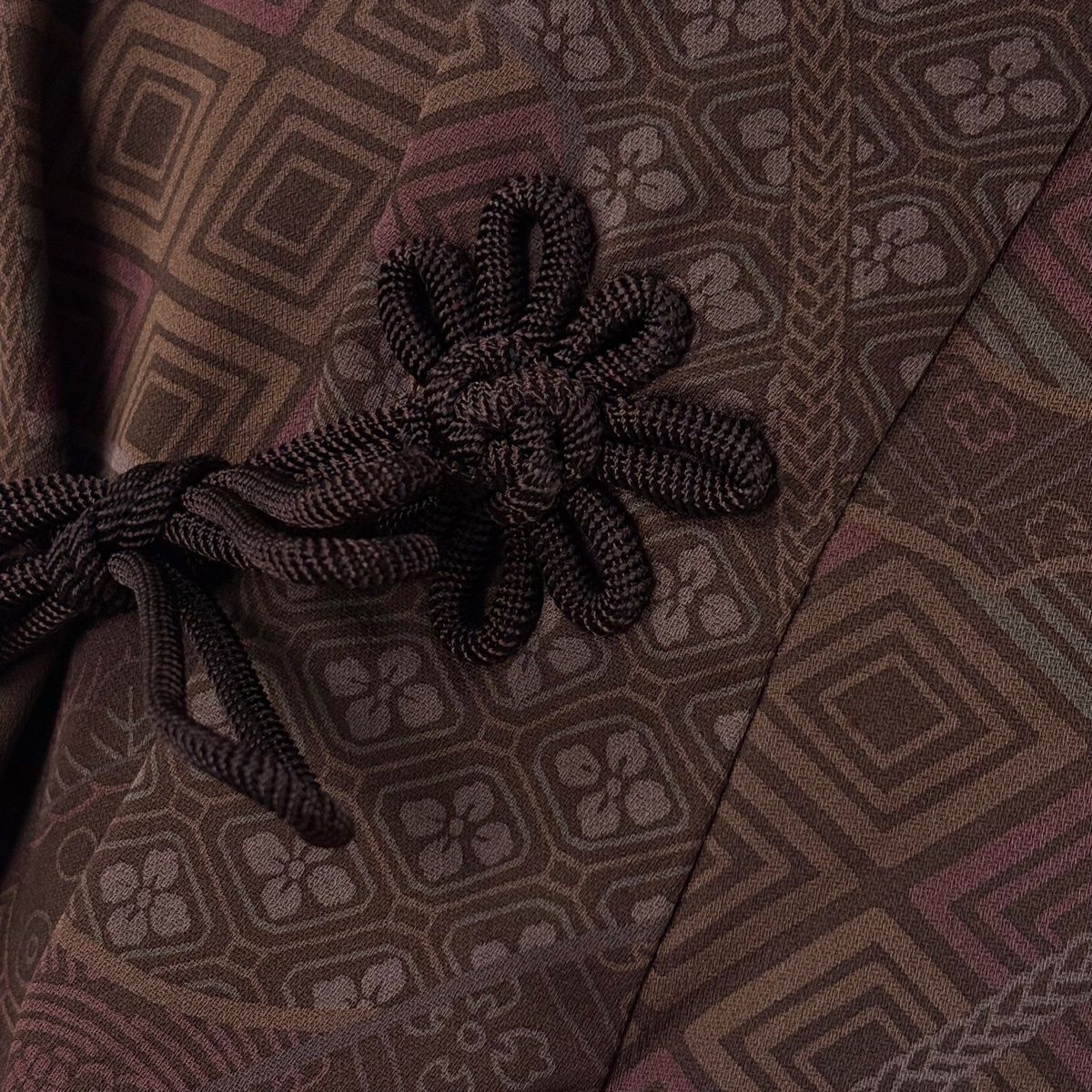  道中着 身丈120 cm 裄丈66.5 M 宝尽くし 雲文 茶紫 正絹 秀品 羽織 着物 浴衣