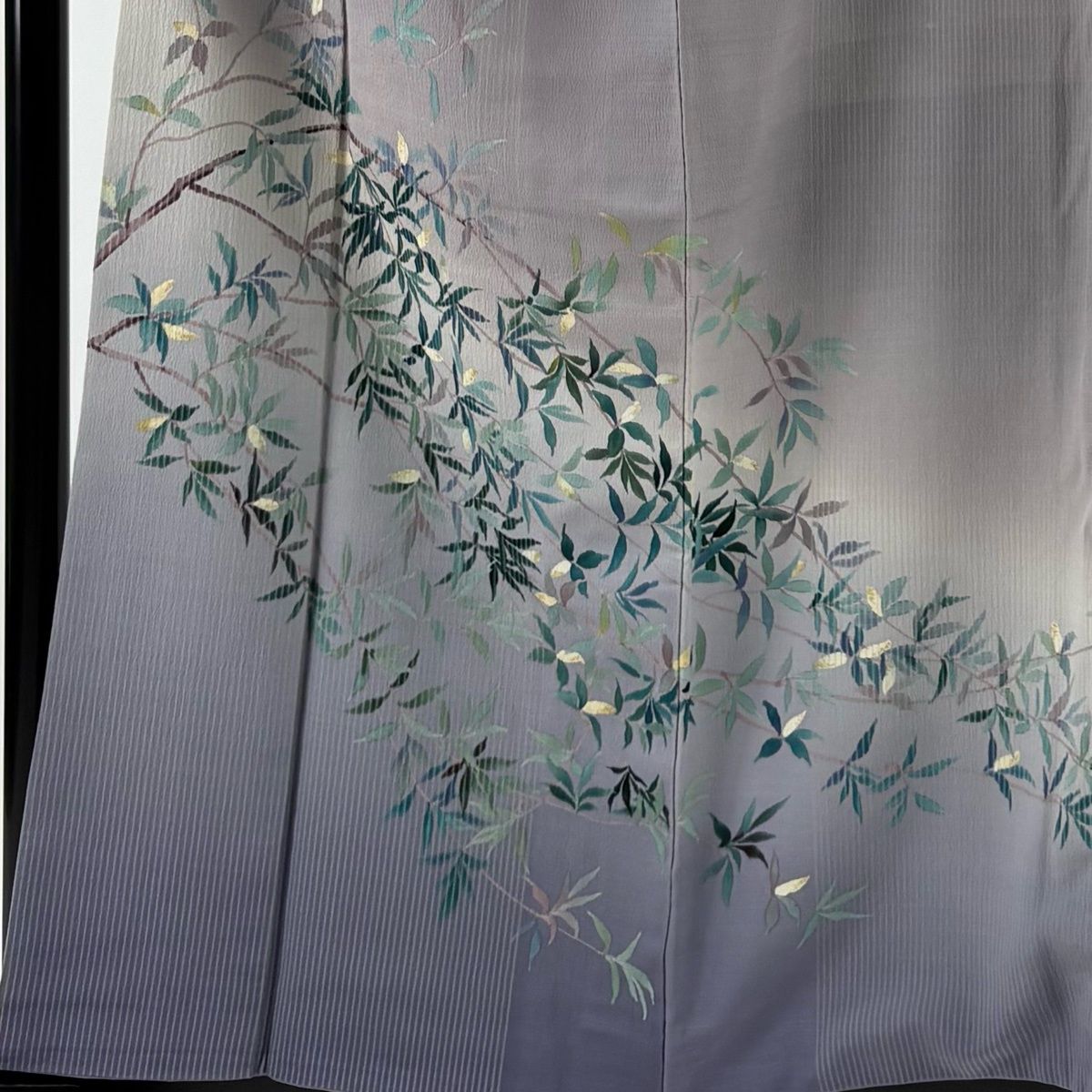 訪問着 身丈159 cm 裄丈61.5 S 袷 二代目清次郎 落款 枝花 ぼかし 灰紫 正絹 秀品