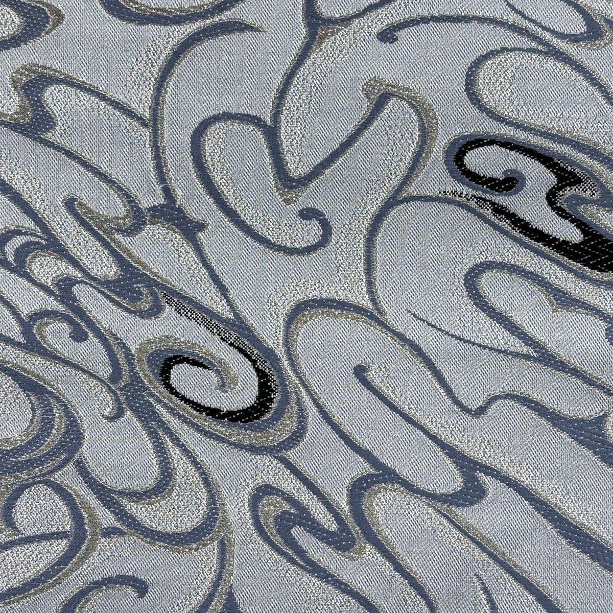 袋帯 名品 証紙 阿波藍染天然灰汁建 流水 銀糸 灰紫 六通 正絹