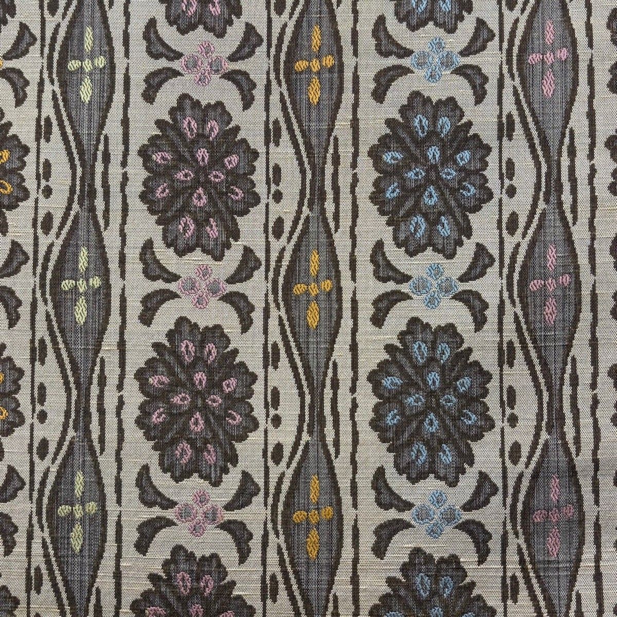 袋帯 名品 花柄 立涌 薄茶色 全通 正絹