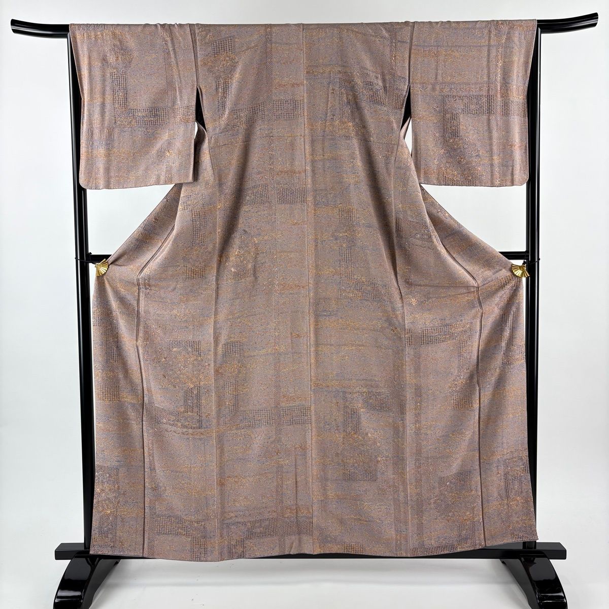 小紋 身丈160 cm 裄丈66 M 袷 華文 草花 刺繍 薄小豆 正絹