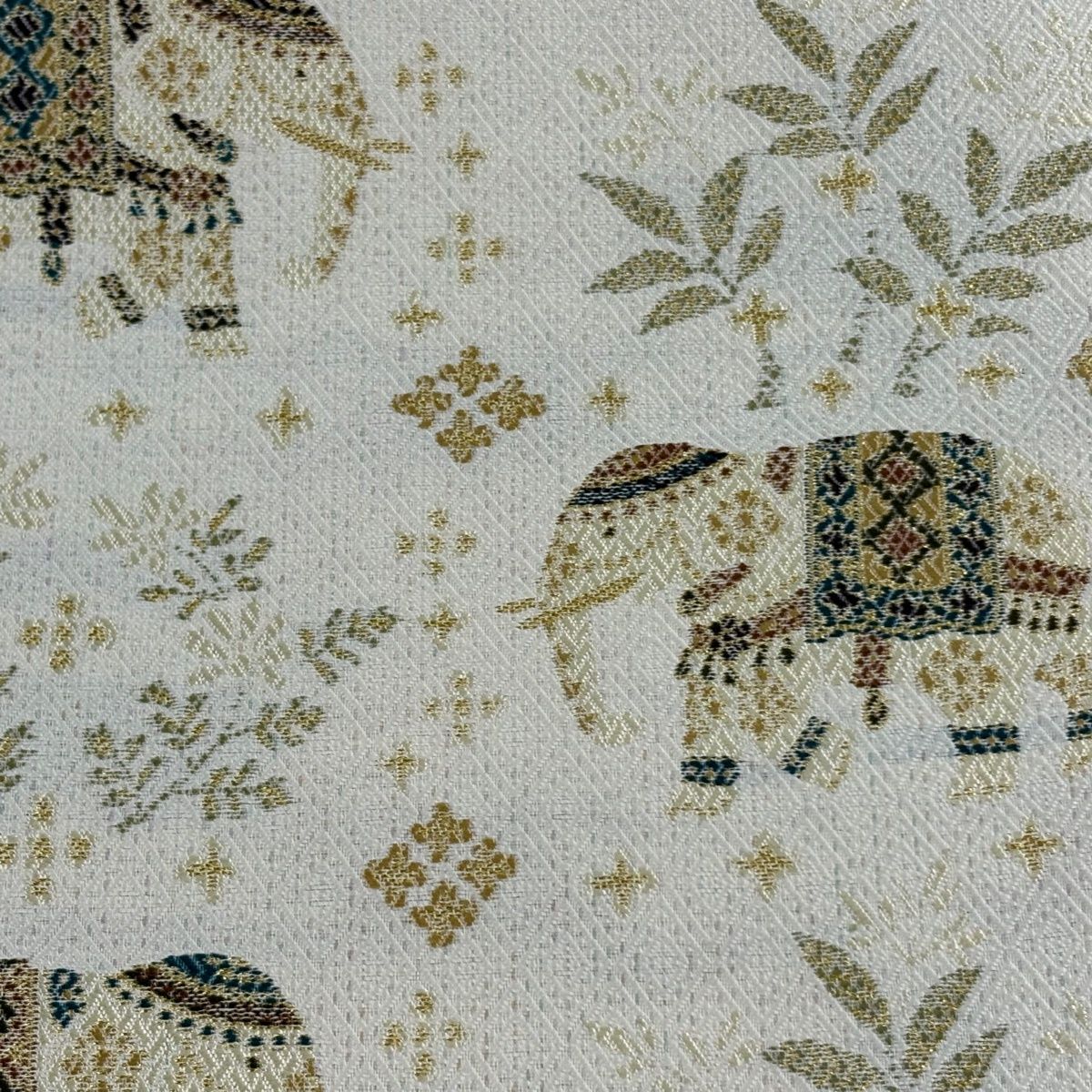 袋帯 象 草花 金銀糸 クリーム お太鼓柄 正絹