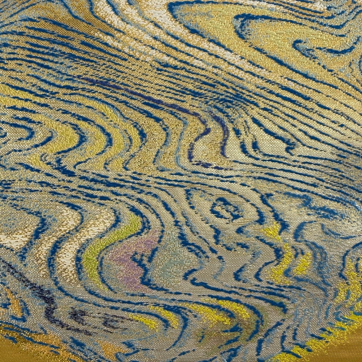 袋帯 落款 龍村光翔 関西仕立て 本袋 水月盆 金糸 箔 黄土色 お太鼓柄 正絹