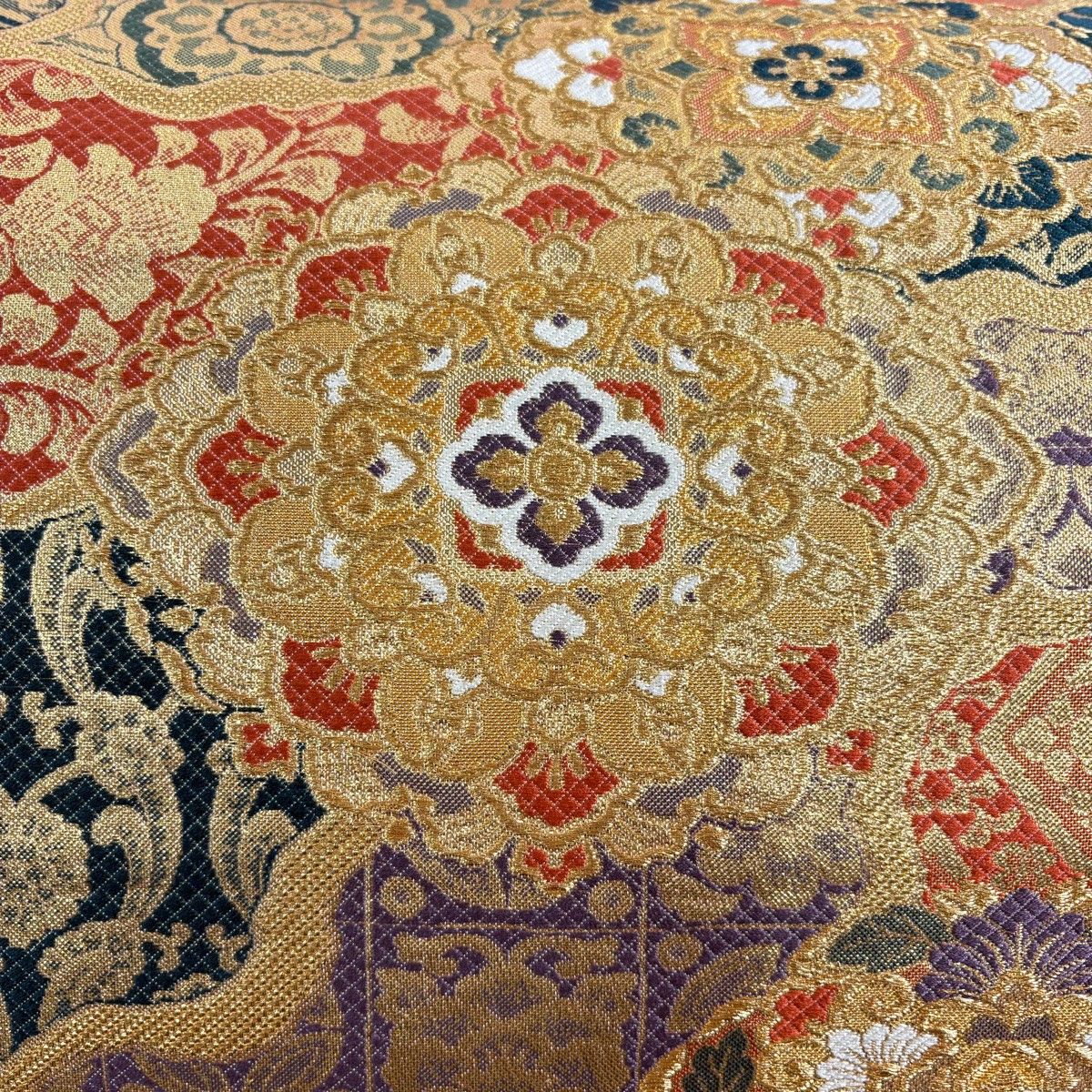 袋帯 秀品 伯凰翔 道長名物吉祥文 金糸 箔 金色 六通 正絹