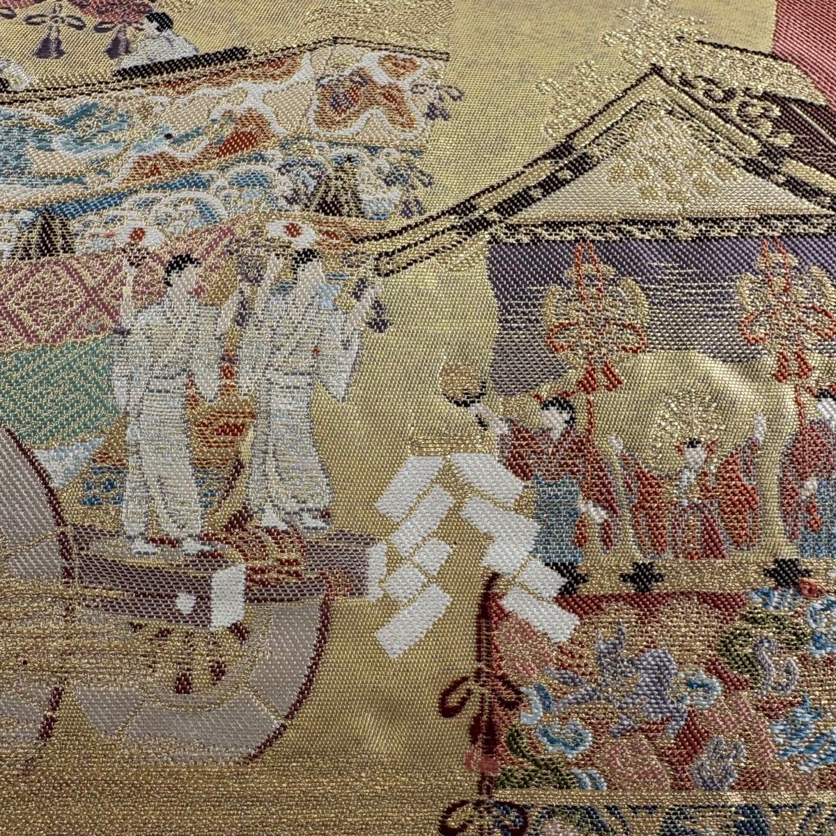 袋帯 秀品 落款 関西仕立て 祇園祭 山鉾図 箔 金色 六通 正絹