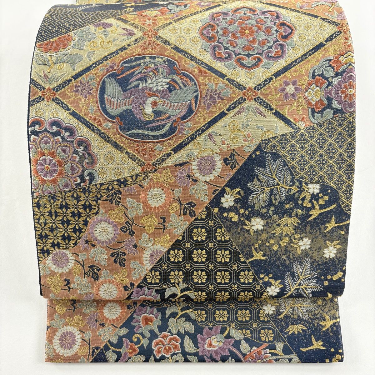 袋帯 秀品 格天井 花鳥 金銀糸 箔 濃紺 六通 正絹 【中古】 - メルカリ