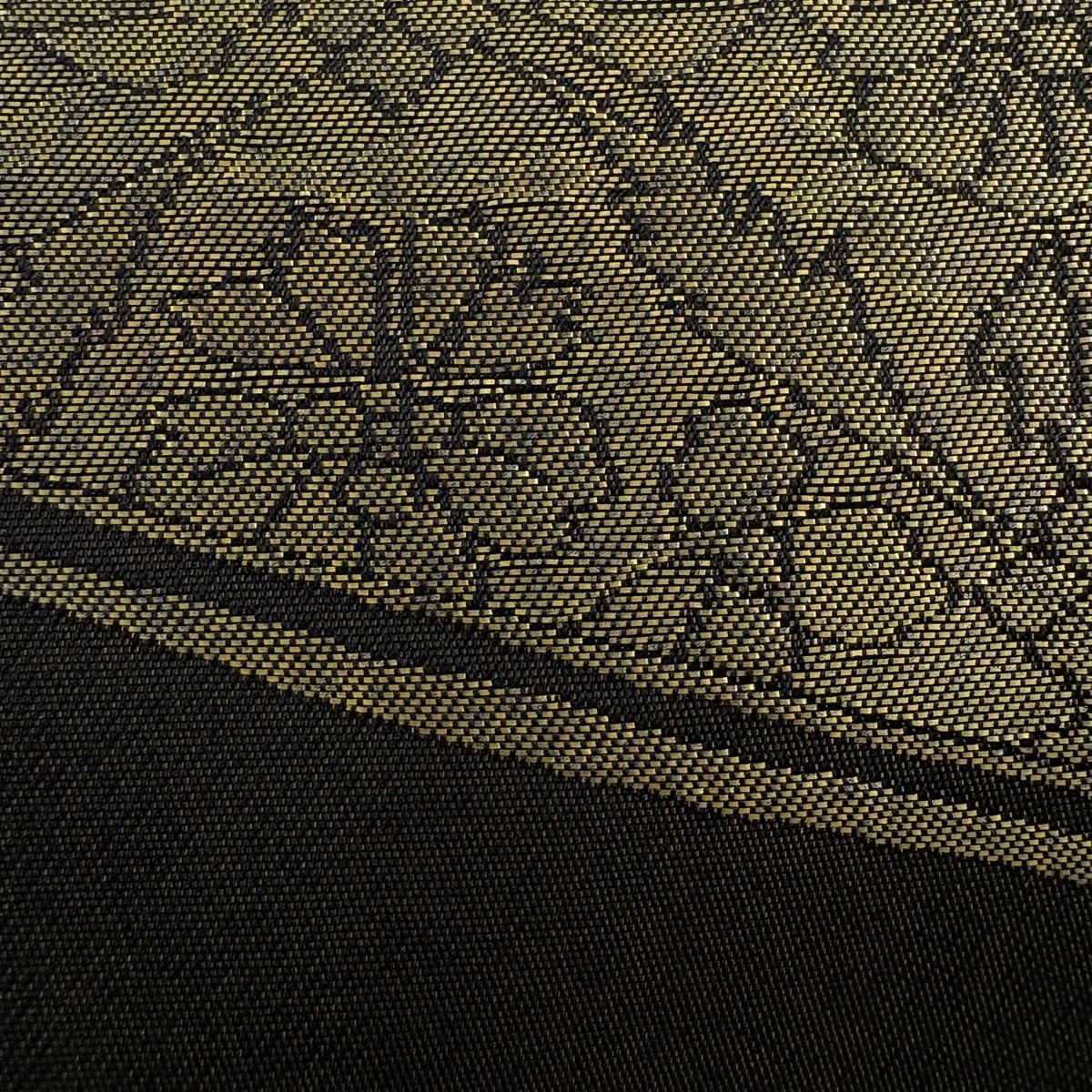 袋帯 秀品 落款 重兵衛 花唐草 花 箔 金色 六通 正絹