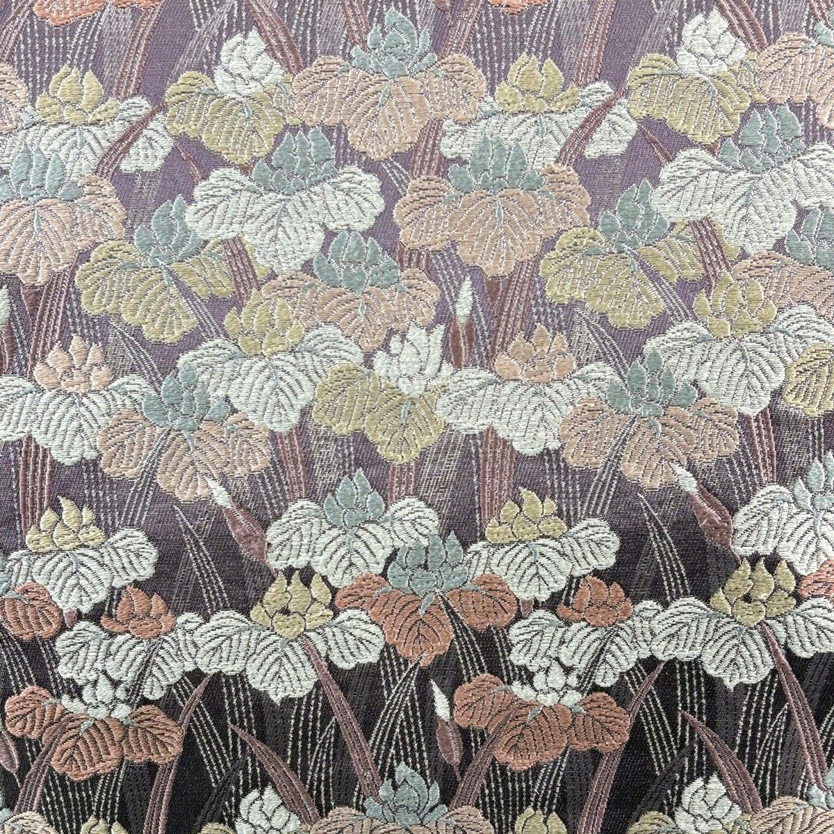 袋帯 秀品 関西仕立て 菖蒲尽くし 箔 唐織 紫 六通 正絹