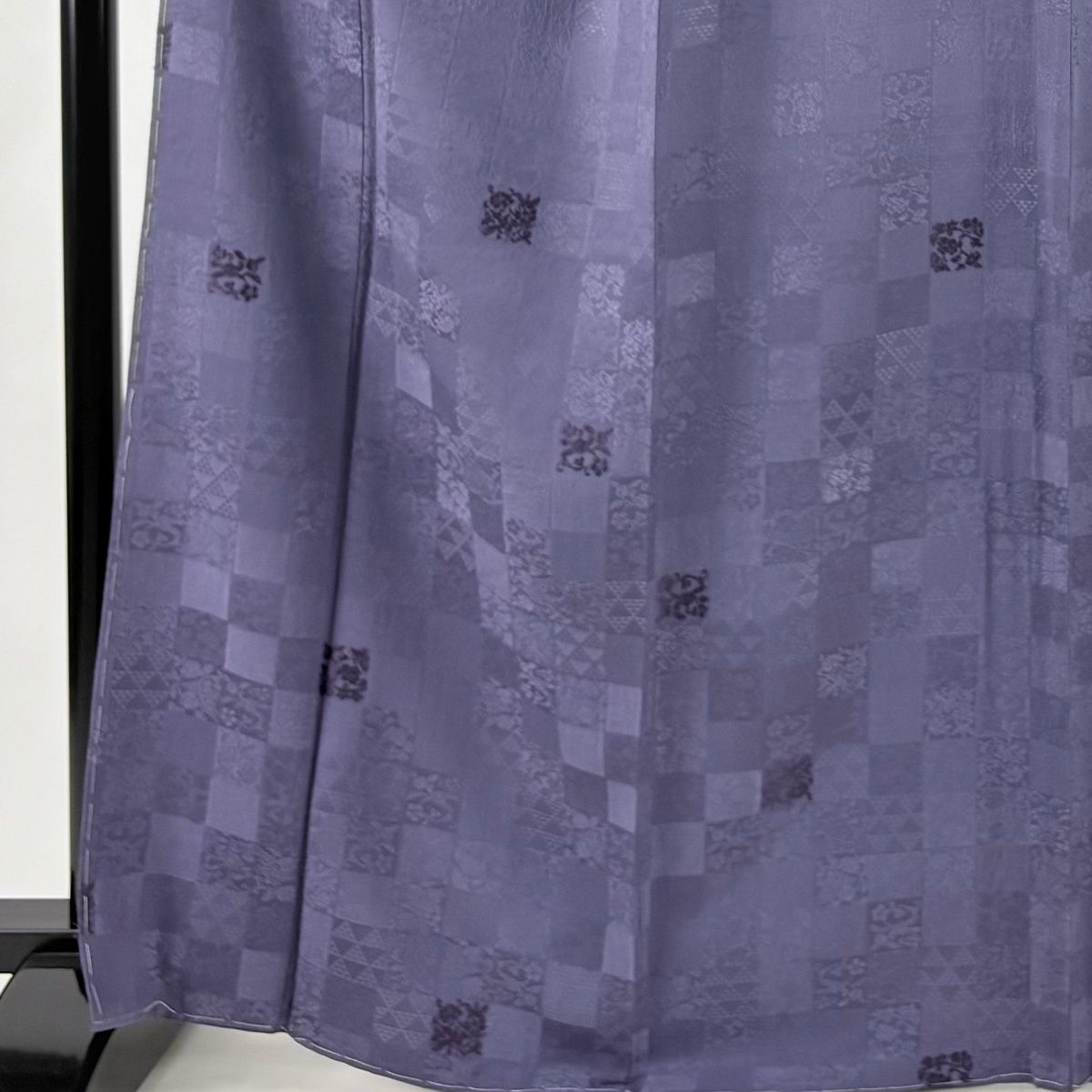小紋 身丈166.5 cm 裄丈69.5 L 袷 草花 地紋 刺繍 灰紫 正絹