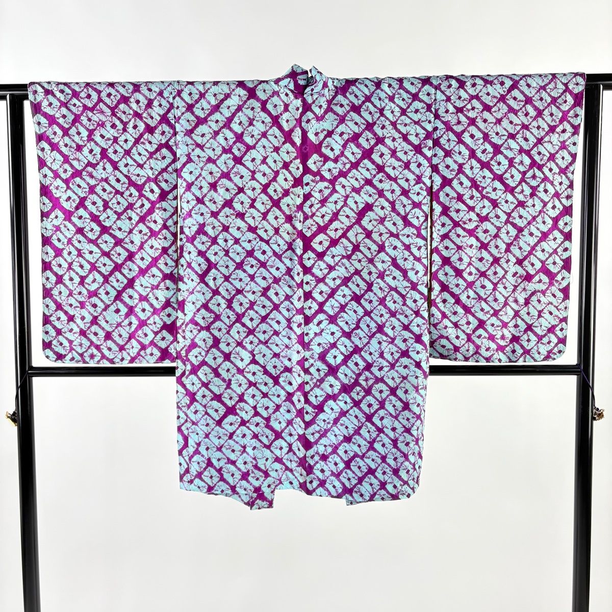 羽織 身丈95.5 cm 裄丈64.5 M 幾何学模様 絞り 紫 正絹