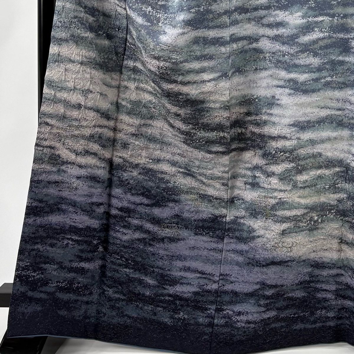 訪問着 身丈167 cm 裄丈68 L 袷 落款 流水 霞 銀通し 金糸 青灰色 正絹 名品