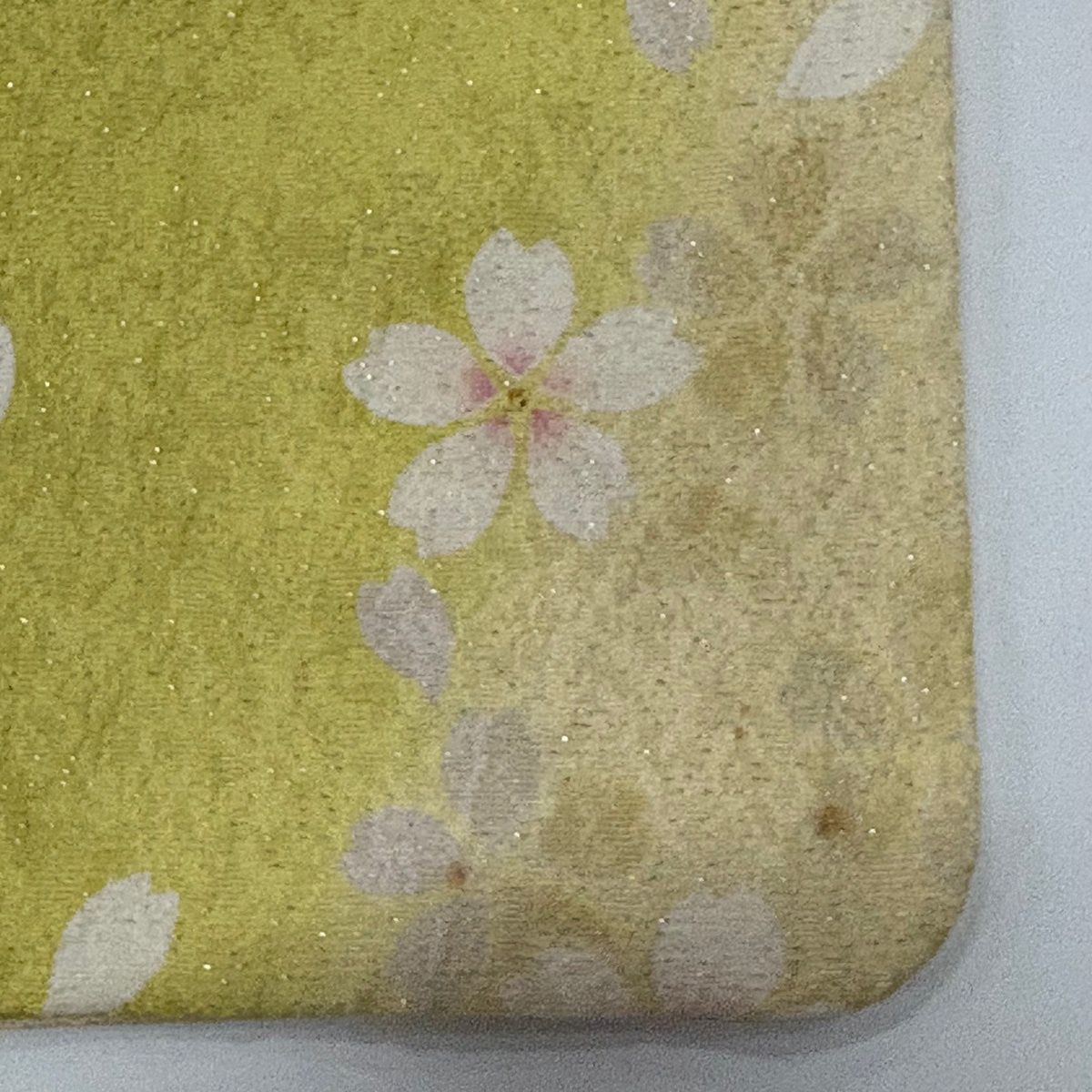  訪問着 身丈168 cm 裄丈68 L 袷 桜 地紋 金通し 金彩 黄色 正絹 訪問着 付け下げ 着物