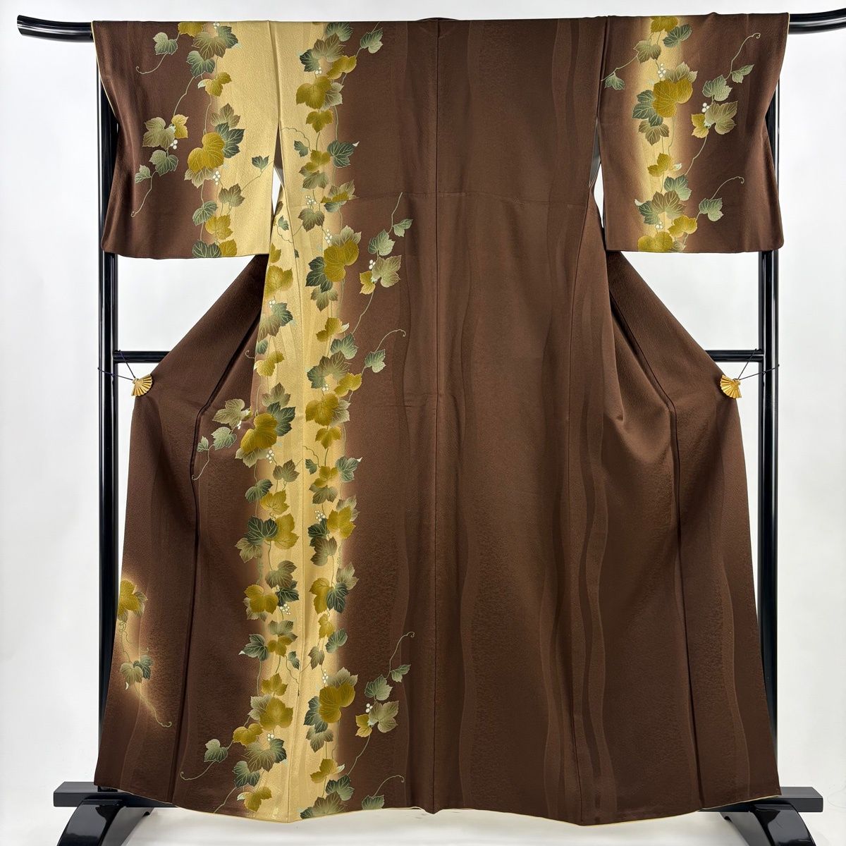 付下げ 身丈161 cm 裄丈67 M 袷 山葡萄 地紋 縦ぼかし 茶色 正絹