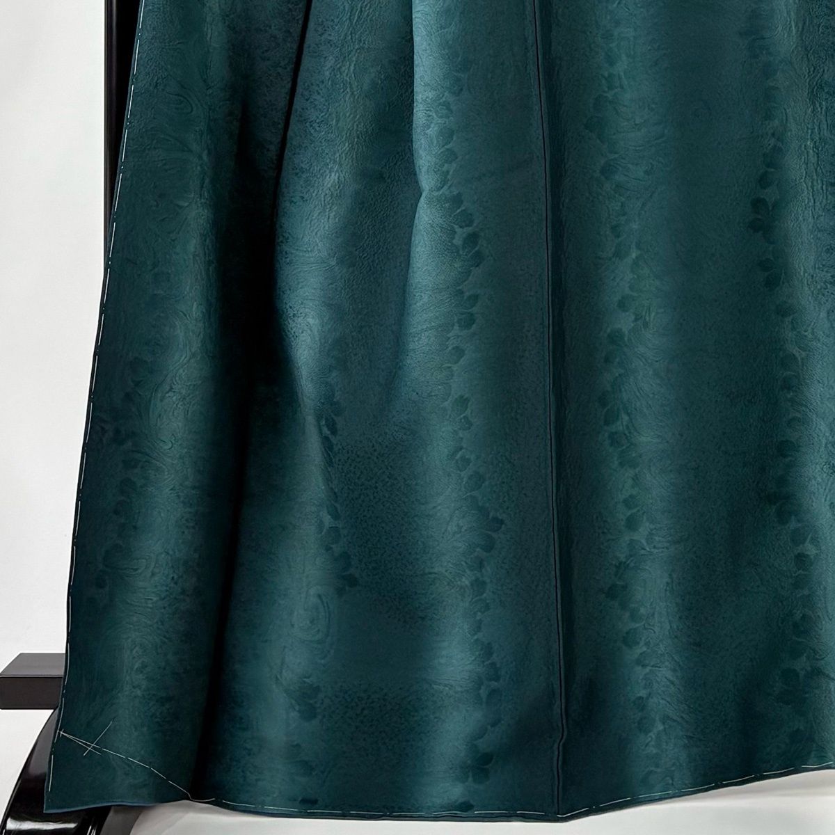 小紋 身丈166 cm 裄丈71 L 袷 墨流し 地紋 縦ぼかし 深緑 正絹 名品